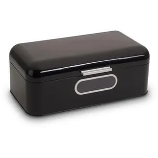 Echtwerk stilvoller Brotkasten, Retro-Brotbox aus Metall mit Sichtfenster, Platzsparende Aufbewahrungsbox, Schwarz, 42,5 x 23,8 x 17 cm