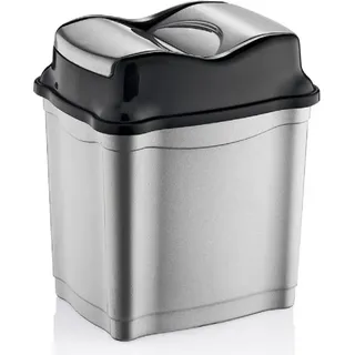 Moderner Abfalleimer / Mülleimer mit praktischem Push-Deckel 16 Liter - Weiß, Grau
