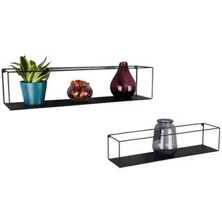 Boxxx Wandregalset , Schwarz , Metall , 2-teilig , 60x13x13 cm , individuell planbar, hängend , Wohnzimmer, Regale, Wandregale