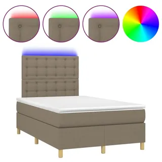 vidaXL Boxspringbett mit Matratze & LED Taupe 120x200 cm Stoff - Taupe