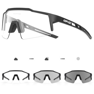 KAPVOE Photochromatische Selbsttönend Fahrradbrille TR90 Rahmen für Herren Damen Klar Sportsonnenbrille Sport Radfahren MTB Radbrille Fahren Sportbrille Baseball Laufen klar Schwarz 01