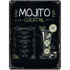 Blechschild 30x40 cm - Mojito Cocktail Recipe