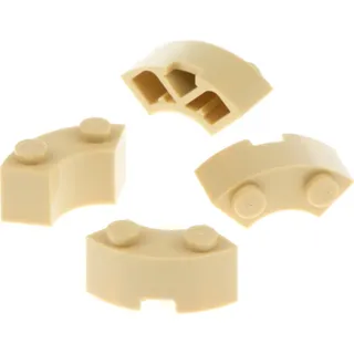 4x Lego Brunnen Stein 2x2x1 beige gebogen Makkaroni rund Ecke 3063b 85080
