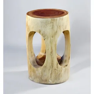 Holz Beistelltisch Massivholz Nachttisch tisch Blumenständer Baumstamm rund neu