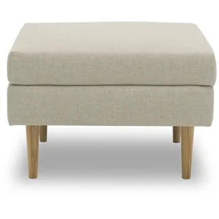 DOMO. collection Outdoor Polsterhocker Juist, Hocker mit Holzfüßen, Gartenmöbel, Gartensofa, Gartenhocker, 70 x 60 x 46 cm (BxTxH), beige