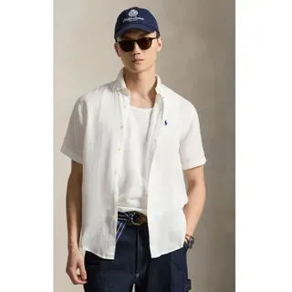 Polo Ralph Lauren für Herren. 710968912500 Leinenhemd Fit weiß (M), Lässig, Kurzarm