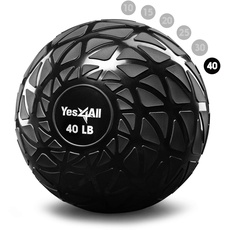Yes4All Fitness-Slam-Medizinball, 18 kg, für Übung, Kraft, Krafttraining, Workout-Ball, gewichteter Ball, Gymnastikball, dynamisches Schwarz, X Kg