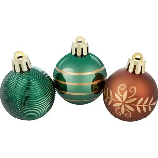 Weihnachtskugel-Set Ø 4 cm 7-teilig Braun-Grün