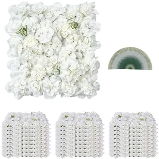 Vevor Künstliche Pflanzenwand, 24 Stück, 380x380x65 mm, Künstliche Hecke, nahtloses Design und einfache Installation für Hochzeit, Valentinstag, Zuhause, Babyparty, Hintergrunddekoration, weiß