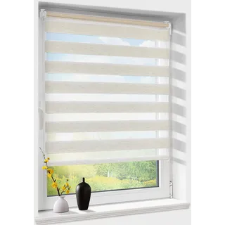 Doppelrollo klemmfix ohne Bohren, Duo Rollos für Fenster & Tür mit Bohren, Version 2026 Natur B50 x H140cm (Stoffbreite 50 cm), Fensterrollo lichtdurchlässig & verdunkelnd, Klemmrollo Sonnenschutz
