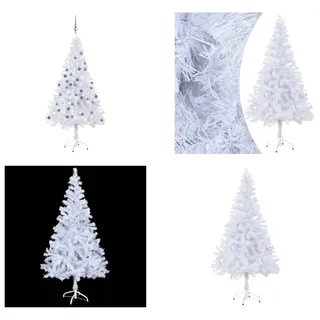 vidaXL Künstlicher Weihnachtsbaum Beleuchtung Kugeln 120cm 230 Zweige - Künstlicher Weihnachtsbaum - Halber Weihnachtsbaum - Künstlicher Halber Weihnachtsbaum - Künstlicher Halb Weihnachtsbaum - Weiß