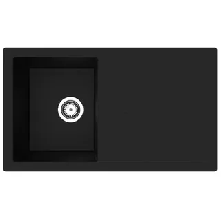 Respekta Cleveland 86 x 50 Schwarz / 1 Becken Einbauspüle Granit Optik Mineralite 86x50