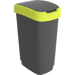 Wertstoffsammler TWIST 50l H602xB298xT401mm schwarz Deckelrand grün ROTHO - Grün