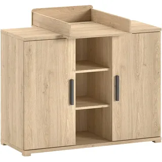 Wickelkommode VIPACK "SAM mit 2 Drehtüren u. offenen Fächern (Soft-Close) und viel Stauraum", eiche dekor, eiche dekor, B:115,5cm H:99cm T:72,2cm, Holzwerkstoff, Wickelkommoden, Wickelkommode, pflegeleichte Eiche Dekor Oberfläche
