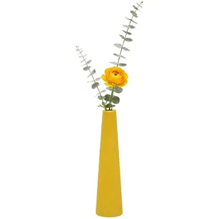 Kleine Keramik-Vase, hohe konische Blume, Einzelstiel, schwarze Vase, Heimdekoration, Blumendekoration für Hochzeit und Büro (gelb)