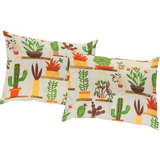 Dekokissen WIRTH "Oakham" Gr. 1, orange (natur, terrakotta, bedruckt), B:40cm L:40cm, Polyester, Dekokissen_Sitzkissen_Kissenhüllen, Dekokissen, Kissenhülle ohne Füllung, 2 Stück