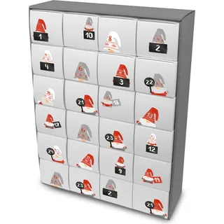 itenga SET Adventskalender zum Füllen Quader XL + Sticker Zahlen Wichtelbande Freiform - Grau