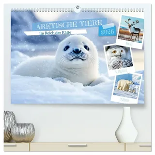 Calvendo ARKTISCHE TIERE Im Reich der Kälte (hochwertiger Premium Wandkalender 2026 DIN A2 quer), Kunstdruck in Hochglanz:
