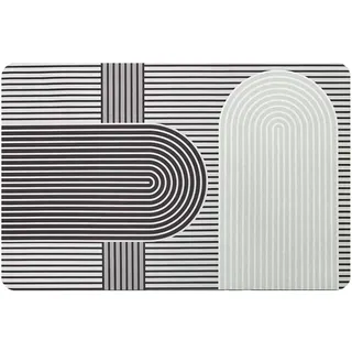 MYBO TV TAPIGENIO Badteppich – super saugfähig, rutschfest, schnell trocknend – Badezimmerteppich mit Diatomit, 50 x 80 cm, Modell Art Déco, Grau