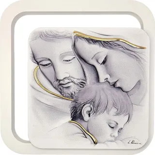 Gemälde der Heiligen Familie auf Holz | Größe: 11x11 cm | Artikelnummer: ES062081D0