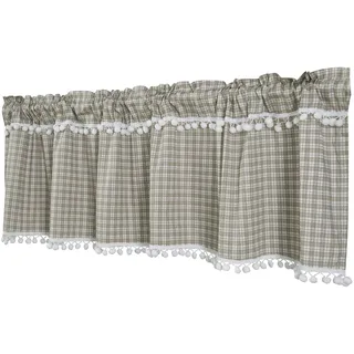 Dreamskull Scheibengardine Bistrogardine Landhaus Kurz Küche Modern Blickdicht Kurzstores Gardinen Kurzgardinen Küchengardine Stangendurchzug Kariert Karo 150 cm Breit Kleinfenster (Khaki)
