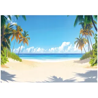 Wallarena Fototapete 3D Effekt Strand Meer Natur Tapete Wohnzimmer 250x175 , Multicolor , Papier , Baum/Pflanze/Natur , Rechteckig , 250x175 cm , FSC 100% ,