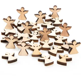 Logbuch-Verlag Engel Streudeko, 30 Stück: Mini Holzteile Set, Kleine Schutzengel aus Holz, Glücksbringer, Geschenk & Give-Away, Weihnachten & Silvester, Zum Dekorieren & Basteln, Holzdeko, 4 cm