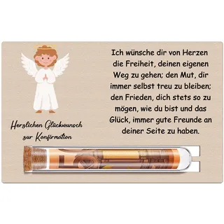 Geldgeschenk Konfirmation Geschenke für Mädchen Jungs Holz Konfirmation Karte Geldgeschenk im Reagenzglas Konfirmationsgeschenk für Kinder Tischdeko für Kommunion Taufe Firmung(Engel)