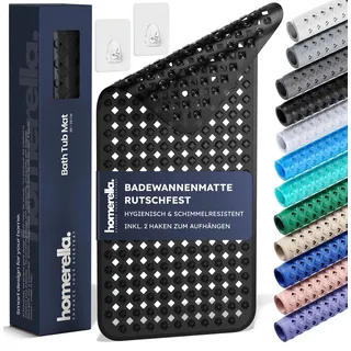 homerella® Badewannenmatte rutschfest 88x39cm, INKL. HAKEN, Rutschfeste Badematte BPA frei, Duschmatte rutschfest, Antirutschmatte Badewanne, Rutschmatte Badewanne, schimmelresistent&maschinenwaschbar
