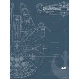 Komar Bild »Star Wars Blueprint Falcon« Star Wars 1 Stk. tlg. Wandbild zur Dekoration im Kinderzimmer - ohne Rahmen, schwarz-weiß
