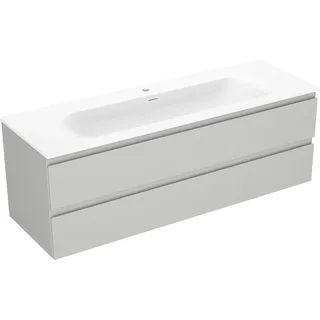 Mexen Orio Badezimmerschrank 140 cm mit Waschtisch Vela, 2 Schubladen, Grau Matt/Weiß Matt - 91A10-14047-2-BFF62-W23M01 - Grau, Weiß