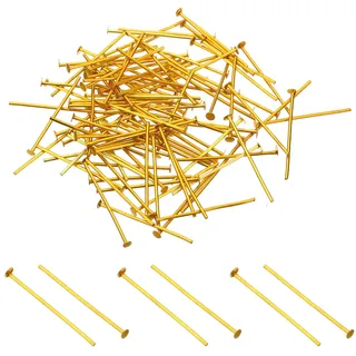 PATIKIL 1,18x0,11" Aluminium Kronleuchter Verbindungsstifte, 400 Stück Kronleuchter Kristallclips zur Befestigung von Kristallteilen, Kronleuchter Ersatzteile, Gold