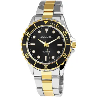 Herren Armbanduhr 44 mm Edelstahl Edelstahlarmband Quarz Herrenuhr Uhr Bicolor