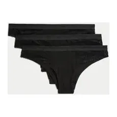 Womens Body by M&S 3er-Pack Brazilian-Slips aus Baumwolle - Black, Black, UK 22 (EU 50)