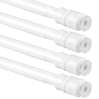 Klemmstange Weiß Ø10 mm 4er Pack 25-40 cm – ausziehbare Spannstange ohne Bohren, Schraubtechnik, für Scheiben- und Bistrogardinen