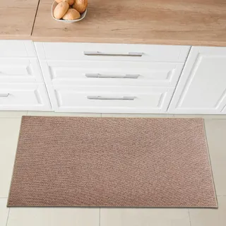 Comart, Küchenteppich, rutschfeste Unterseite aus Gummi, saugfähig, gewebtes Polyester, elegant und strapazierfähig, einfarbiger Läufer, waschbar, beige, 50 x 80 cm
