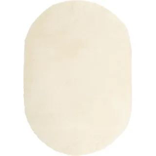 Teppich Shaggy Hochflor NAVARRA Creme 300x200 cm Polyester - Creme, Weiß