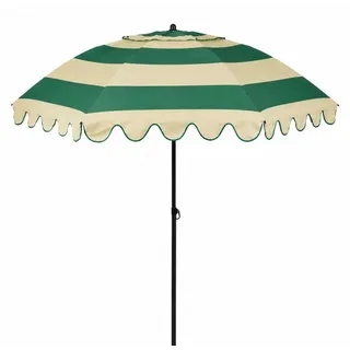Mica Decorations Neigbarer Sonnenschirm mit Rüschen - Stockschirm 238 x Ø195 cm - Garten oder Balkon Sonnenschutz - Polyester, Stahl - Terra - Grün