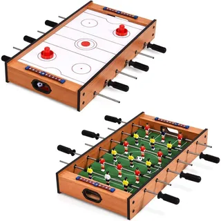 2 in 1 Multi-Spieltisch Mini-Fußballtisch mit Rutsche Hockey Kickertisch Spieltisch für Familie Eltern-Kind Interaktiver Kinder