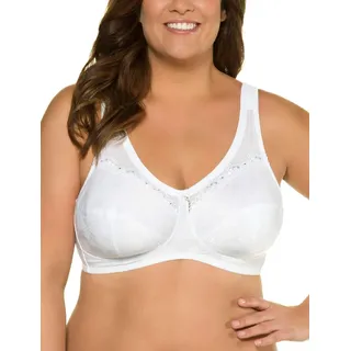 Ulla Popken Damen große Größen Übergrößen Plus Size Entlastungs-BH, ohne Bügel, Spitze weiß 100F 659343209-100F