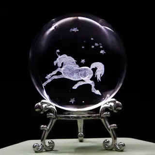 vskikris 3D Laser Einhorn Kristall Kugel Briefbeschwerer mit Ständer - Glas Einhorn Figur Geburtstagsgeschenk