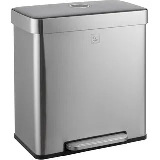 SVITA LT2X30 Mülleimer 60l Treteimer 2 Fächer mit Deckel Silber - Silber
