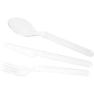 GioStyle 3-teiliges Besteck-Set aus lebensmittelechtem Kunststoff | 19 cm | weiß | Made in Italy | Perfekt für Partys, Picknicks, Camping | Linie Trippy