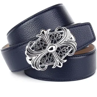 Anthoni Crown Damengürtel Leder blau 95 cm