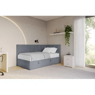 altdecor Jugendbett LOVA 90 x 200 cm Textil grau