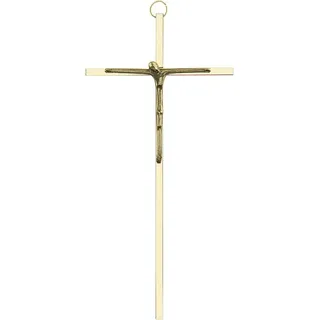 Stilvolles Messing-Gold-Hängekreuz 20,5 cm