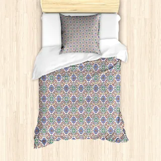 ABAKUHAUS Geometrisch Mantele, Portugiesisch Anlagen, Milbensicher Allergiker geeignet mit Kissenbezügen, 135 cm x 200 cm - 80 x 80 cm, Mehrfarbig