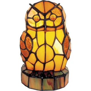 Casa Padrino Tiffany Tischleuchte / Dekoleuchte Eule Ø 16 x H. 18 cm - Handgefertigte Tiffany Leuchte aus 116 Glasteilen