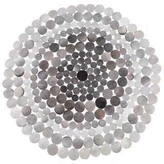 Beliani Kurzflor-Teppich Hilvan 140/140 cm , Grau , Fell , Patchwork , Rund , 140x140 cm , Teppiche und Böden, Teppiche, Orientteppiche