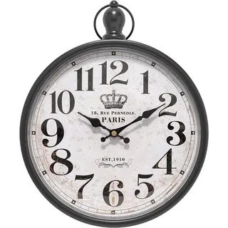 Schwarze Vintage Wanduhr. Stille batteriebetriebene Wanduhren in antiker Stil für Landhaus, Badezimmer, Küche, Schlafzimmer und Büro (30 cm H x 23 cm B). - Schwarz